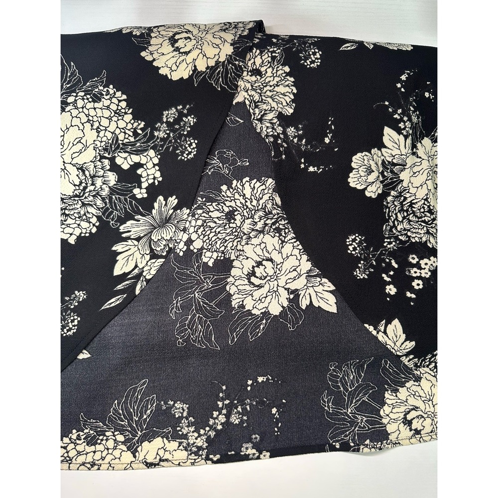 Monteau Maxi Dress Women Small Black Flower Print Side Slit Elastic Waist Straps - Picture 13 of 13